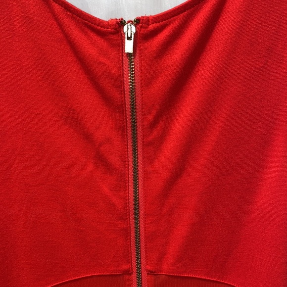 EXPRESS RED V-NECK RAYON/NYLON/SPANDEX REAR ZIP MESH BODYCON DRESS SZ 8 - Picture 9 of 16